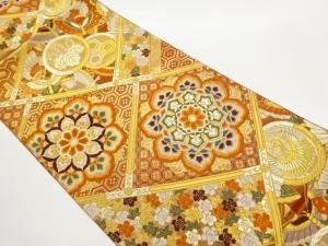 華紋・蝶に花々・古典柄模様織出し袋帯